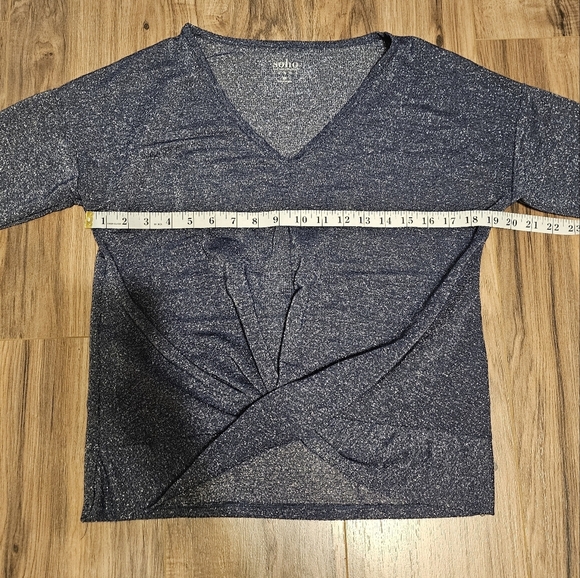 Soho Navy Blue V-Neck Blouse - Picture 3 of 5